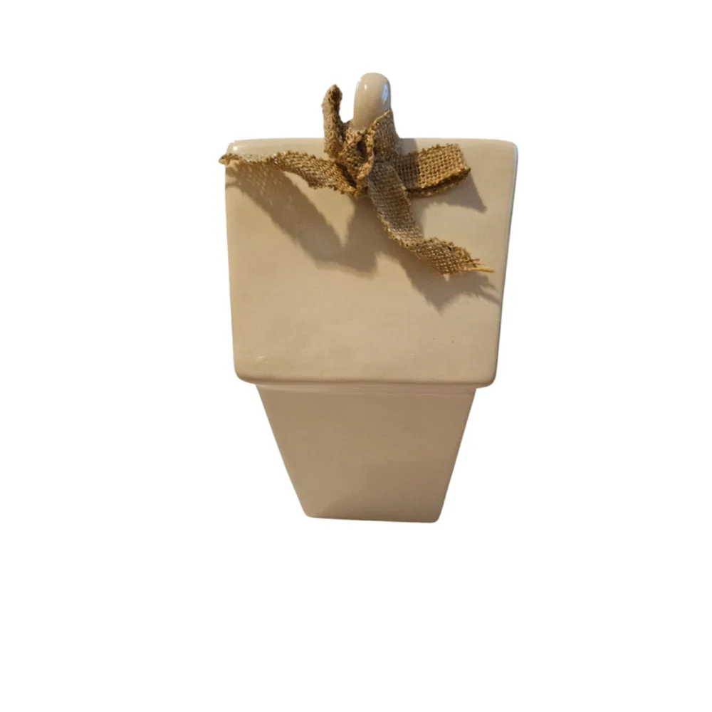 Rae Dunn Perch Ceramic LL Decorative Slant Roof Birdhouse with Burlap NEW
